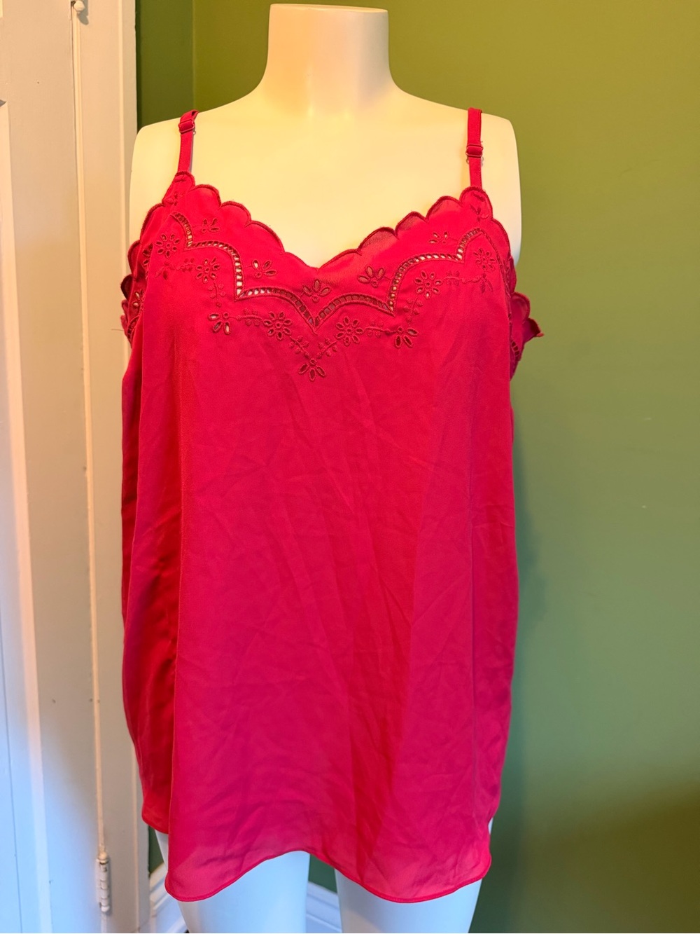 TORRID Hot Pink Eyelet-Trim Cami